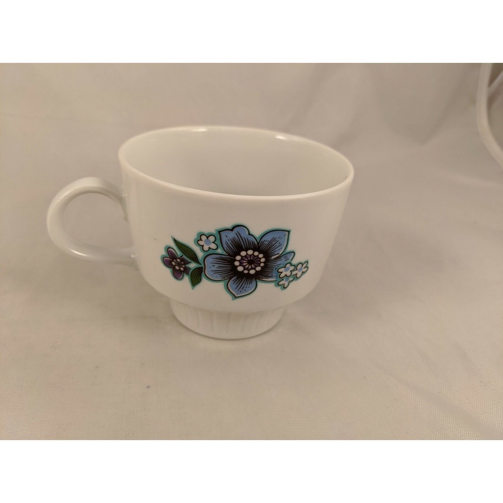 Tirschenreuth Bavaria Purple Blue Flowers Tea Cup Saucer Set - Picture 7 of 12